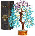 YATSKIA Amethyst Turquoise Crystal Tree of Life, Unique Gifts for Women, Mom & Friends, Handmade Gemstone Tree, Boho Room, Shelf & Office Desk Decor, Birthday Gifts by YATSKIA