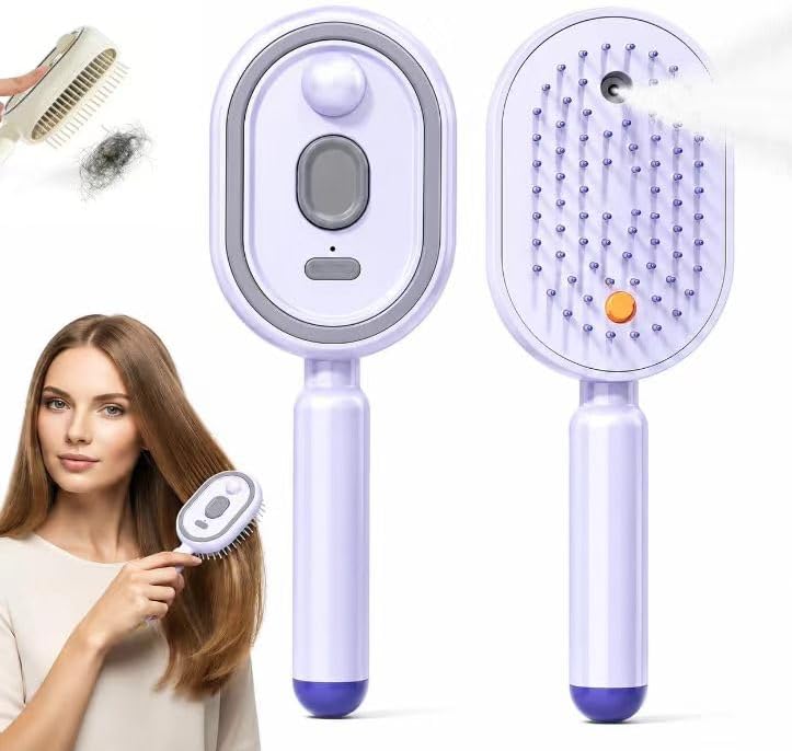 Electric Spray & Massage Hair Brush, 2026 Electric Steaming Massage Care Brush, Relieve Hair Tangles & Dryness, Works Beautifully on Curly, Straight, Thick, Thin, Long, or Short Hair, (Purple) by Unknown