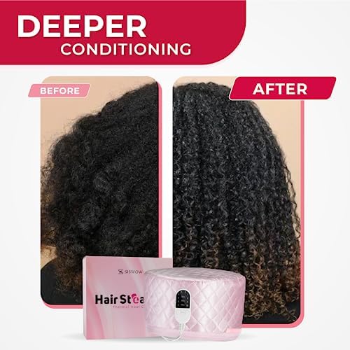 SISWOW Thermal Steamer Cap for Great Deep Conditioning With 10-level Heat for Natural Black Hair - Image 2