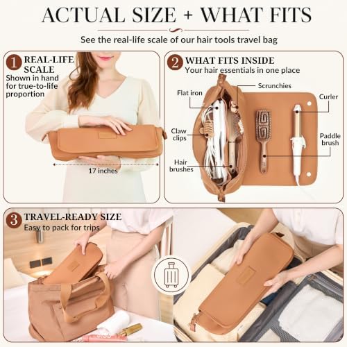 BAREFOOT CARIBOU Hair Tools Travel Bag and Heat Resistant Mat 17" (Brown) - Image 2