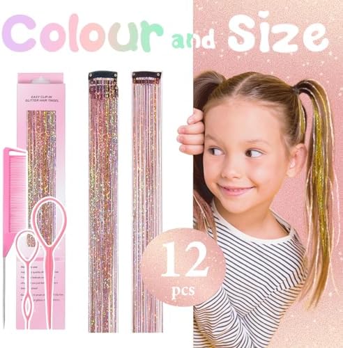 Hair Tinsel Clip in Gold-pink Fairy Hair Tinsel Kit - Image 3