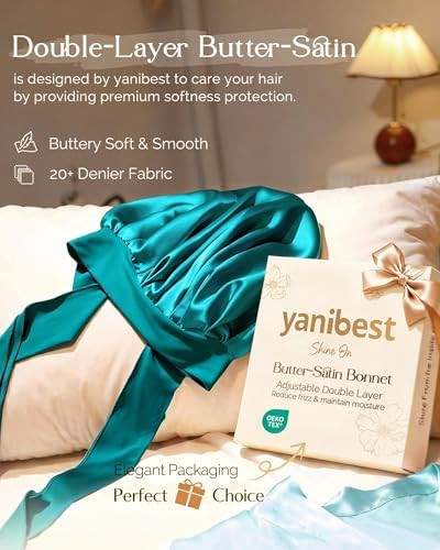 YANIBEST Adjustable Silk Bonnet for Sleeping Women Double Layer Satin Bonnet Reduce Friction Prevent Frizz Curly Hair - Image 2