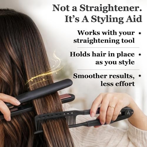 HerStyler Hair Straightening Comb for Flat Iron - Easy Styling & Parting - Image 3