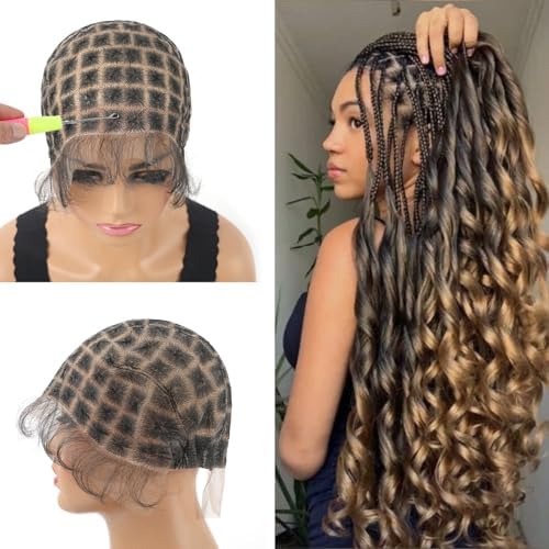 Braided Wigs Cap With Baby Hair Double Full Lace HD Wig Cap for Crochet Braids Wig Cap with Natural Knots Breathable Lace Wigs Caps for Making Wig Glueless Crochet Wig Caps (113knots) by Somo+Bella