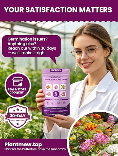 Wildflower Seeds – Monarch Cafe Milkweed Mix, 5 Heirloom Varieties 100% Native Milkweeds, 2,500+ Seeds (40g) Covers 80-100 sq.ft., High Germination for Monarch Butterfly Garden - Image 7