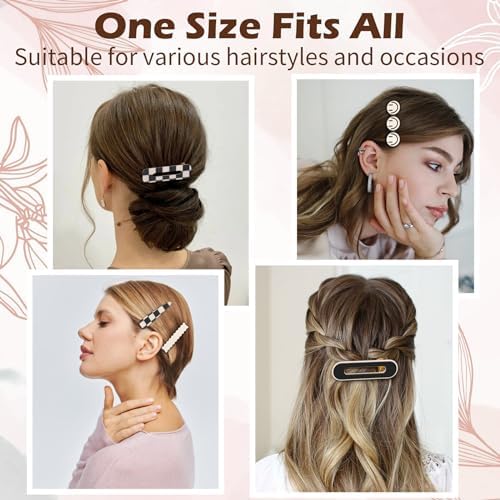 Gingbiss 18 Pcs Hair Clips for Women Girls, Black White Checker Barrettes - Image 6
