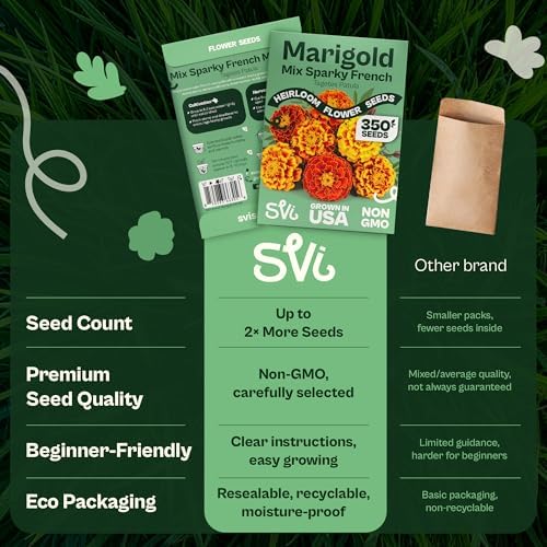 SVI 350 Sparky Mix French Marigold Seeds (Tagetes patula) – Dwarf Yellow and Orange Marigold Flowers Seed Packets, Marigolds Seed Mix – Heirloom Cut Flower Seeds for Outdoor Garden Borders, Containers - Image 6