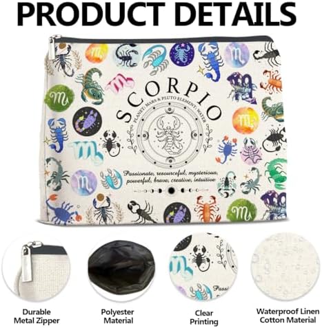 LyoGao Scorpio Gifts for Women, Scorpio Zodiac Makeup Bag, Scorpio Birthday Gifts for Women Astrology Lovers - Image 3