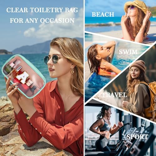 YOOLIFE Initial Clear Makeup Bag | Travel Clear Makeup Bag | Travel Beach Toiletry Bag | Car Organizer Essentials for Women | Waterproof Large Clear Travel Toiletry Bag | Teacher Birthday Gifts Blue K - Image 2