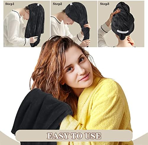 SUNLAND Microfiber Hair Towel 40 X 20 inch 2Pack Black - Image 3