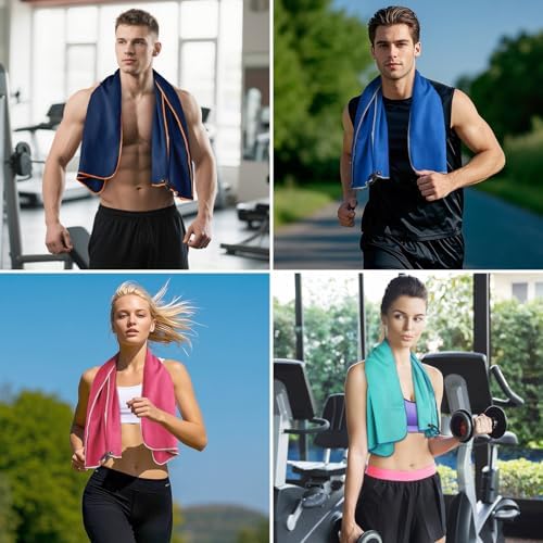 Sfee 4 Pack(8Pcs) Microfiber Travel Towel, Quick Dry Beach CampingTowel Super Absorbent Compact Lightweight Sport Gym Towels for Beach, Gym, Hiking, Pool, Backpacking, Bath, Yoga(L:60"*30"+24"*15") - Image 2