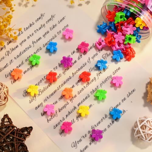 100Pcs Mini Flower Hair Clips, Colorful Hair Accessories (Bright Color) - Image 6