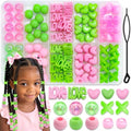 NAISKA 96PCS Green Pink Hair Beads Cute Beads for Hair Round Braids Beads by NAISKA