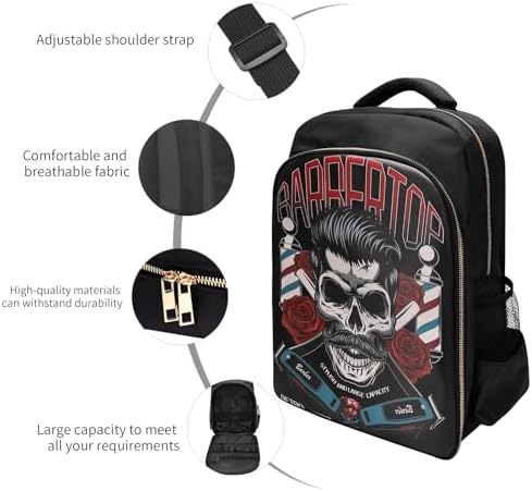 Barber Supplies Clippers Backpack for Hairdresser, with Barber Cape & Barber Brush, Large Travel Bag Zipper, Water Proof Barber Accessories of Professional Hair Cutting Tools Backpack - Image 3