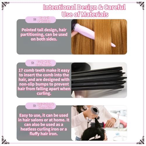 Curly Hair Brush with 17 Teeth, Curl Defining Brush, Curling Roll Comb, Perfect for Hair Salon and Home Use (Black) - Image 4