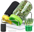 Seed Sprouting Kit & Green Onion Regrower, 2×32 Oz Wide-Mouth Mason Jars, Sprouter Lids, Stainless Steel Stand, Sprout Tray & Light Shield, Ideal for Sprouts, Broccoli, Alfalfa & Microgreens by HOME