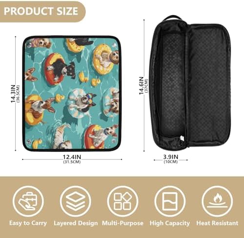 Hair Tools Travel Bag with Heat Resistant Mat Detachable 2-in-1 Curling Iron Travel Case Hot Tools Organizer for Straightener Flat Iron Teal Swimming Pool Dogs and Ducks - Image 4