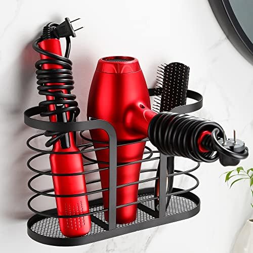 YIGII Blow Dryer Holder, Adhesive Wall Mount Bathroom Organizer, Black by YIGII