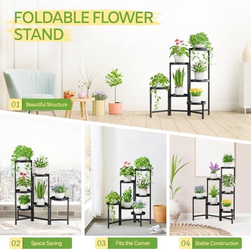 iDavosic.ly Plant Stand Indoor Outdoor, 6 Tier Metal Corner Shelf, Black - Image 6
