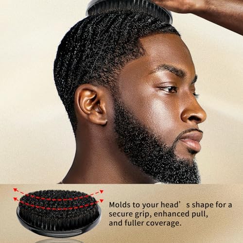 Curved 360 Wave Brush For Men - Medium Hard Palm Brush for Laying Down 360 Waves Made with Natural Boar Bristle and Wood Easy to Hold - Strong Hold Travel Size Wave Pomade Greasy 360 Layer Hair Waves - Image 4