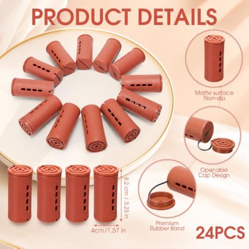 WILLBOND 24 Pcs Large Perm Rods Plastic Hair Rollers, Brown, Jumbo - Image 2