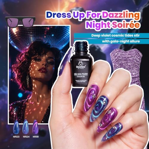 Beetles Cat Eye Gel Nail Polish Set, 20 Colors Stellar Drift Gel - Image 3