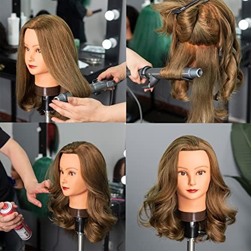 20-22" Female 100% Human Hair Mannequin Head for Hairdresser - Image 2