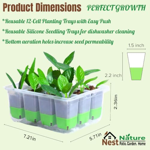 NestNature Silicone Seed Starter Tray , 5-Pack 60 Cells, Root-Safe - Image 2