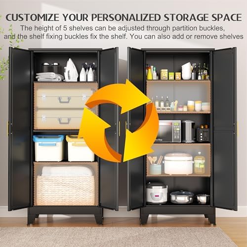 GAIOUS 75.2" Tall Storage Cabinet,Metal Pantry Storage Cabinets with 2 Door - Image 4