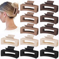 12 Pcs Medium Hair Clips for Women, 3.5 Inch Square Claw Clips, Colorful Hair Claw Clips for Thick and Thin Hair, Bulk Hair Accessories for Women and Girls- Brown by SisiaipuHairClawClips
