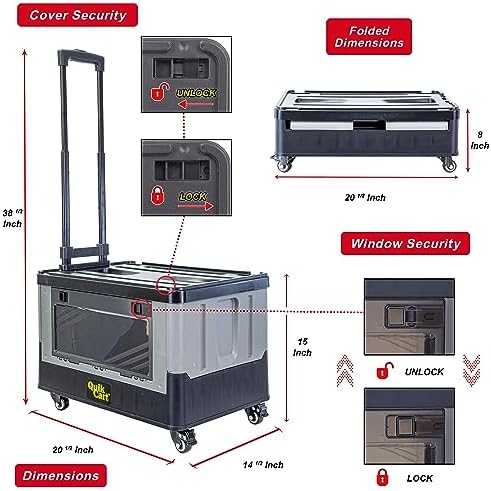 dbest Products Quik Cart Extended Collapsible Rolling Crate - Gray & Black - Image 5