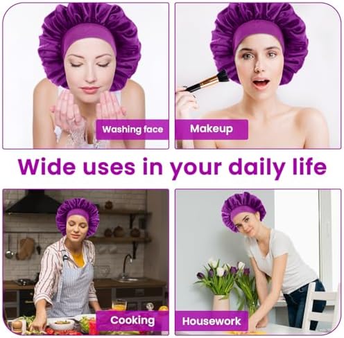 WLLHYF Silk Bonnet for Men, Satin Bonnet Elastic Band Silk Sleep Cap Soft Adjustable Hair Cap Hair Wrap for Women Sleeping - Image 5