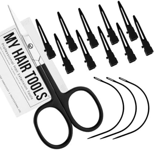My Hair Tools Hair Extension Tools Set Scissor, Clips and Sew-In Needle by MyHairTools