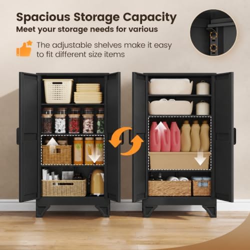 Yizosh 47"Black Metal Kitchen Storage Cabinet,Dining Pantry Storage Cabinet - Image 7