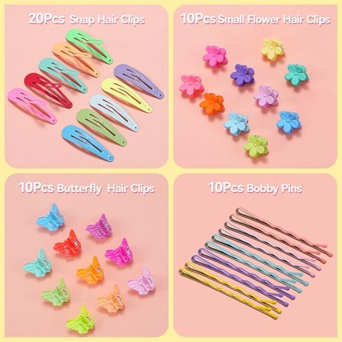 TsMADDTs Elastic Hair Ties, Colorful Hair Accessories for Baby Toddlers Kids Girls, 26 Colors Small Rubber Bands Set with Ties and Clips, Styling Tools - Image 5
