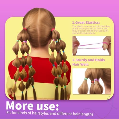 Teenitor 2000Pcs Elastic Hair Ties Rubber Hair Bands Small Elastics Ties - Image 4