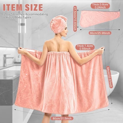 Absorbent Towel Wrap for Women Wearable Bath Towel Set with Hair Turban - Image 5
