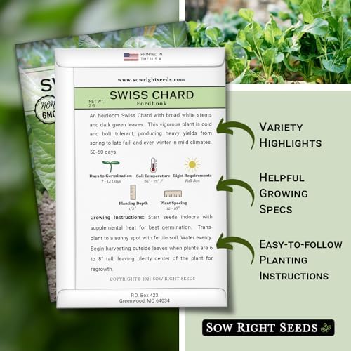 Sow Right Seeds - Fordhook Swiss Chard Seed for Planting Home Garden 2pk - Image 2
