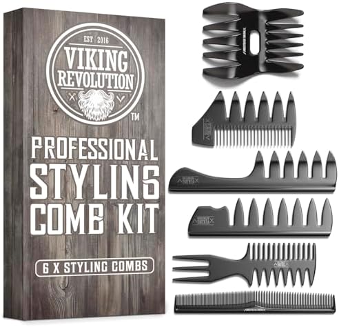 Viking Revolution Professional Hair Styling Combs for Men - 6 Piece Set by VikingRevolution