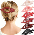 Flat Hair Clips for Women - 6 PCS French Flat Claw Clips Medium Hair Clips for Girls Large Hair Claw Clips for Thick or Thin Hair Strong Hold No Slip Hair Accessories for women (Red) by Unknown