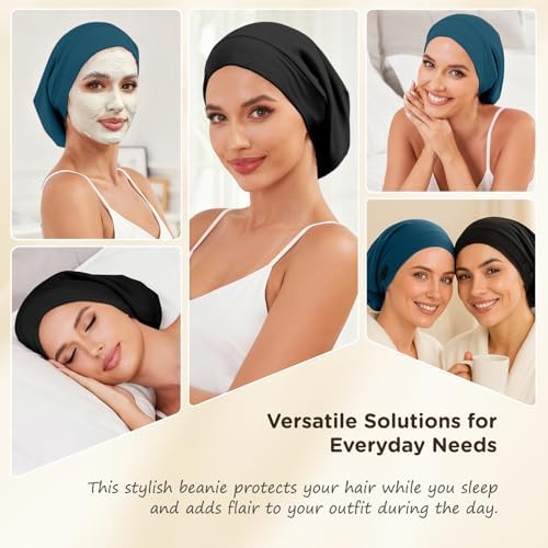 2Pcs Satin Lined Bonnet for Sleeping for Women Men - Image 6