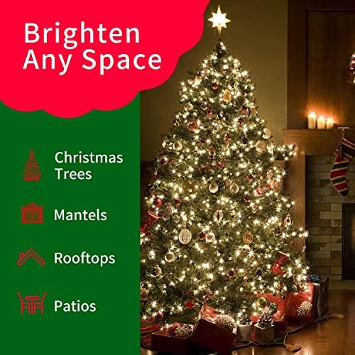 Ultra-Bright Connects End to End Warm White Christmas Mini Light 300L 63.8Ft(2Sets-Each 150L)UL Listed Incandescent Bulb String Light for Indoor Outdoor Holiday Garden Christmas Tree Decor - Image 4
