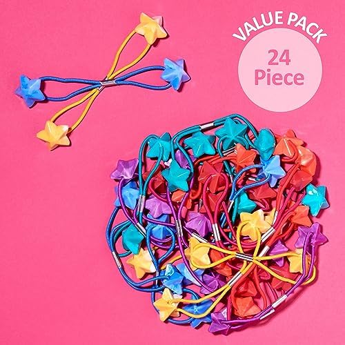 24pc Star-Shaped Multicolored Twin Bead Ponytail Ball Elastics Value Pack - Image 6