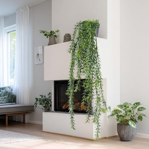 Artificial Hanging Plant 2 Pcs Faux Plant Ivy Vine Faux Eucalyptus Vines Fake Potted Greenery for Wall Living Room Home Shelf Office Bathroom Outdoor Indoor Decor (Type 4) - Image 5