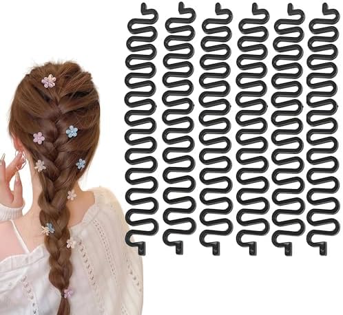 6 PCS Black 7.5inch DIY Fishbone Braid Tool with Clips - French Centipede Plastic Stick Magic Twist Bun Maker Hair Accessories for Girl Lady Women by Unknown