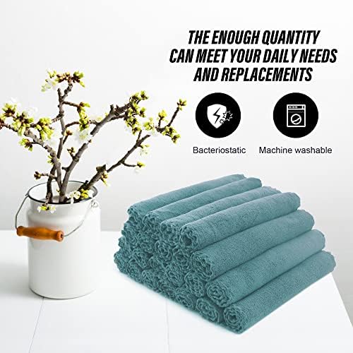 MOONQUEEN Ultra Soft Premium Washcloths Set - 12 x 12 inches - 24 Pack - Quick Drying - Highly Absorbent Coral Velvet Bathroom Wash Clothes - Use as Bath, Spa, Facial, Fingertip Towel (Teal) - Image 5