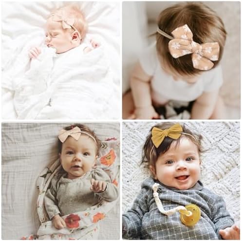 BQUBO Baby Girl Bows and Headbands Cute Headbands with Bow Nylon Hairbands Handmade Hair Accessories for Newborn Infant Toddlers 10 Pack - Image 6