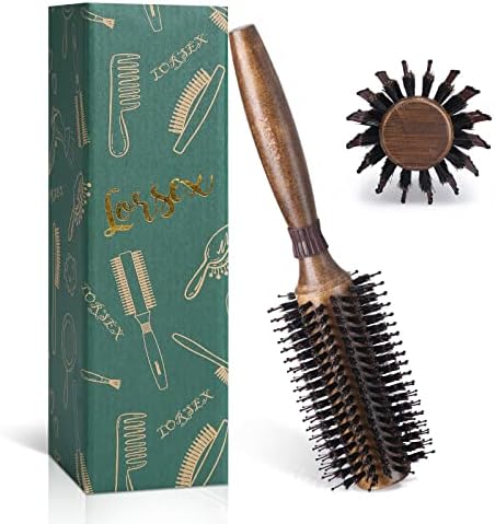 Round Brush for Blow Drying, LORSEX Boar Bristle Hair brush for Women Men, Round Hairbrush for Add Shine/Volume, Minimize Damage (2.4Inch) by LORSEX