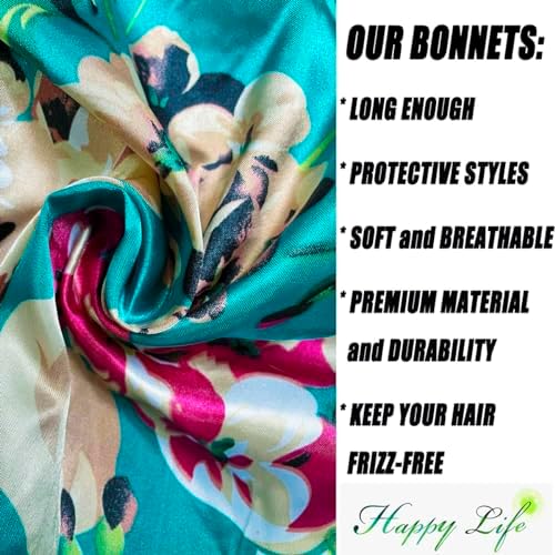 Wbfwbb 2 Pcs Silk Bonnet for Women Satin, Soft Elastic Band Silky Sleeping Cap Big Bonnets for Braids - Image 5