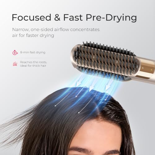 TYMO Hair Straightener Brush Blow Dryer 2-in-1, 2X Faster Wet to Dry Hair Straightener Hot Comb for Smooth Styling, Flowy Ionic Air Straightening Styler for Women, Add Shine & Less Heat Damage, Gold - Image 3